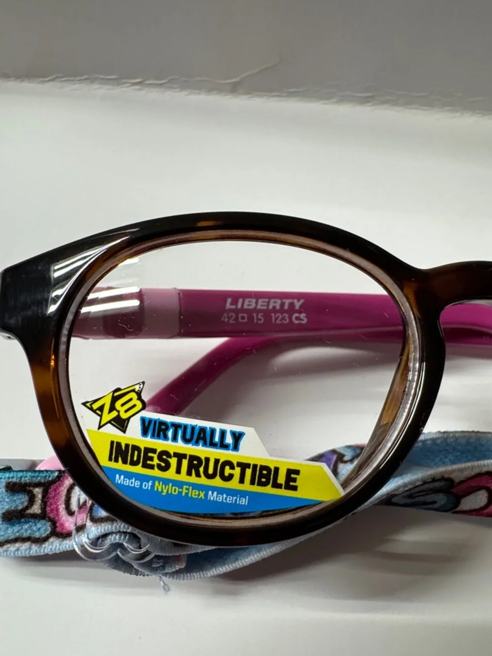 liberty Brown & Pink Round Kids Glasses with Adjustable Strap